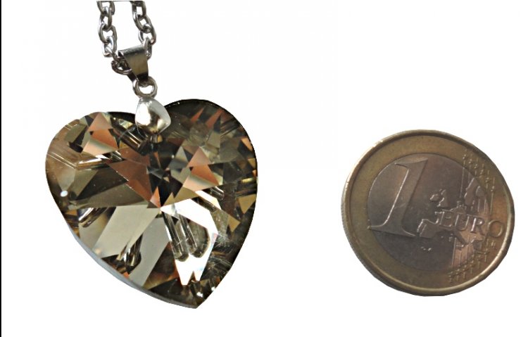 Collar de cristal de corazón con cadena C203 (marrón)