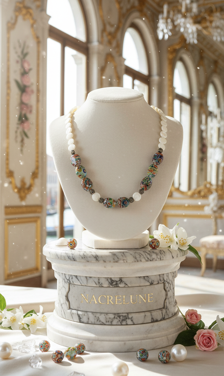 Collier Nacre & Millefiori – Bijou Artisanal Vénitien | NACRELUNE nacrelune.com collier
