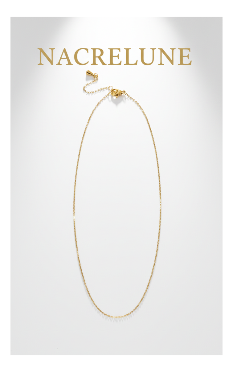 Cadena de acero inoxidable bañada en oro de 18K de 43cm de largo