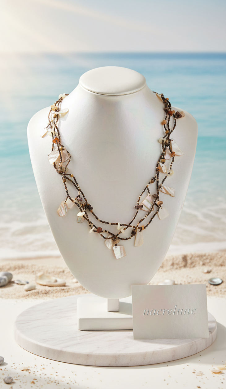 Collier Perles de Rocaille & Chips de Nacre | NACRELUNE nacrelune.com collier