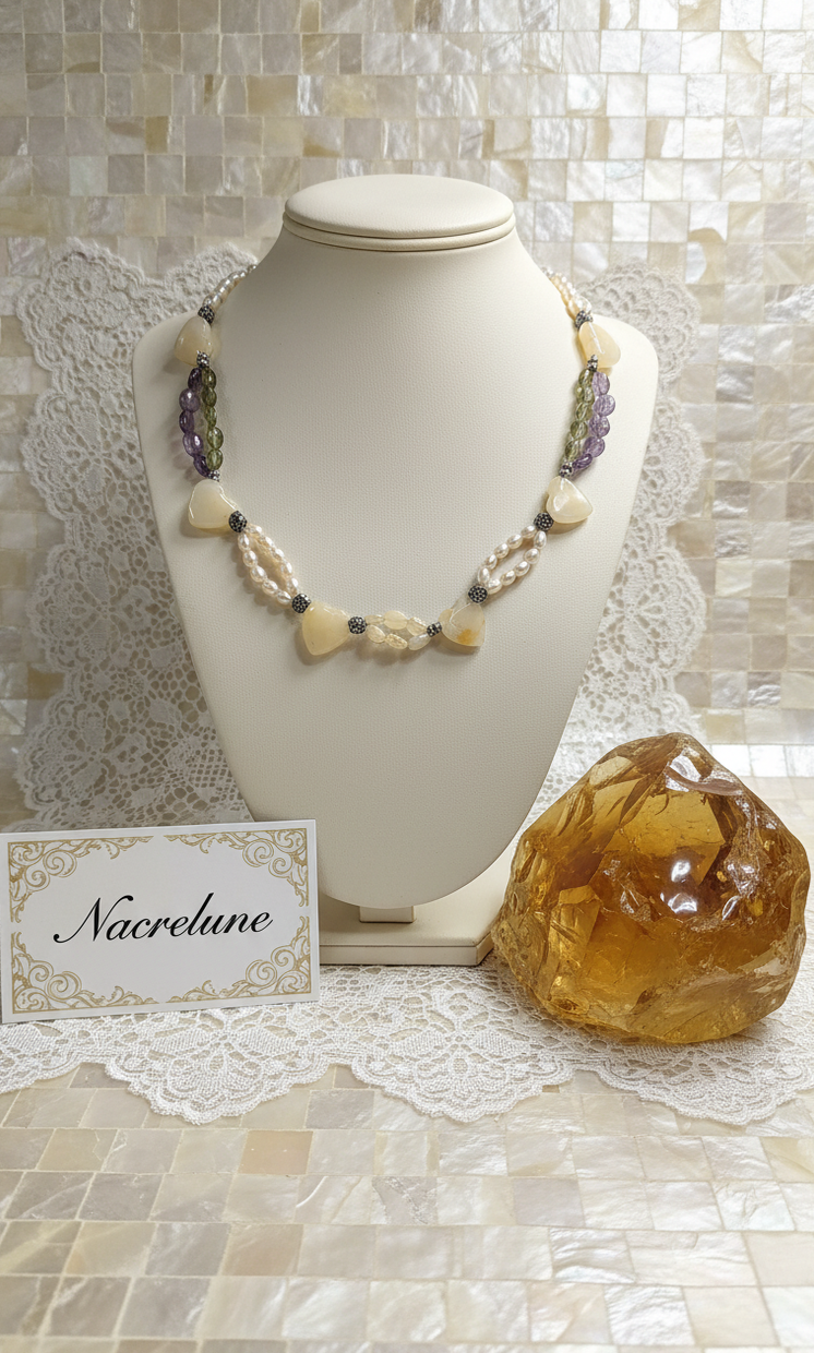 Collier Pierres Naturelles Cœurs Citrines | NACRELUNE nacrelune.com collier