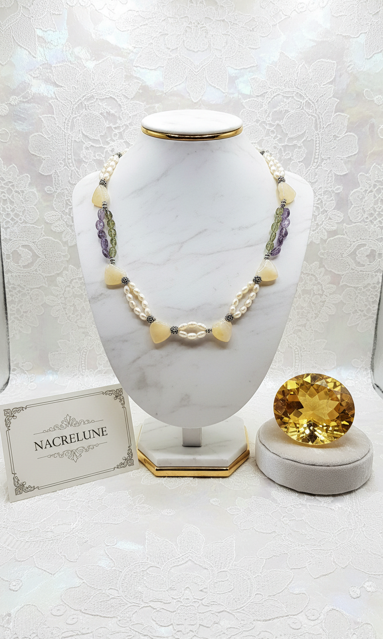 Collier Pierres Naturelles Cœurs Citrines | NACRELUNE nacrelune.com collier