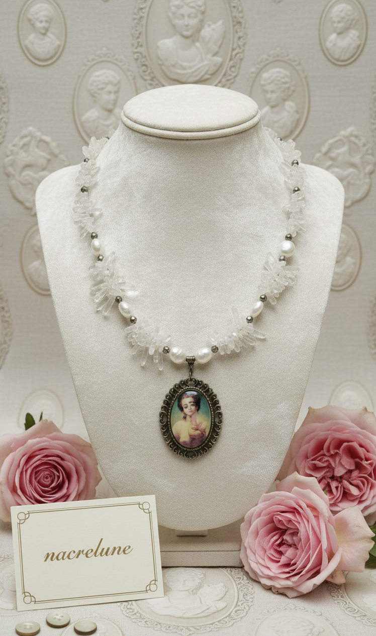 Collier Cristal de Roche & Camée | NACRELUNE nacrelune.com collier