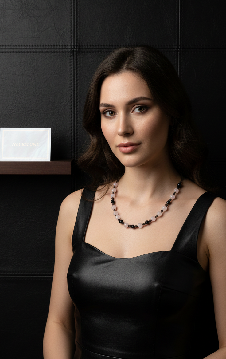 Collier Perles de Quartz & Onyx | NACRELUNE nacrelune.com collier