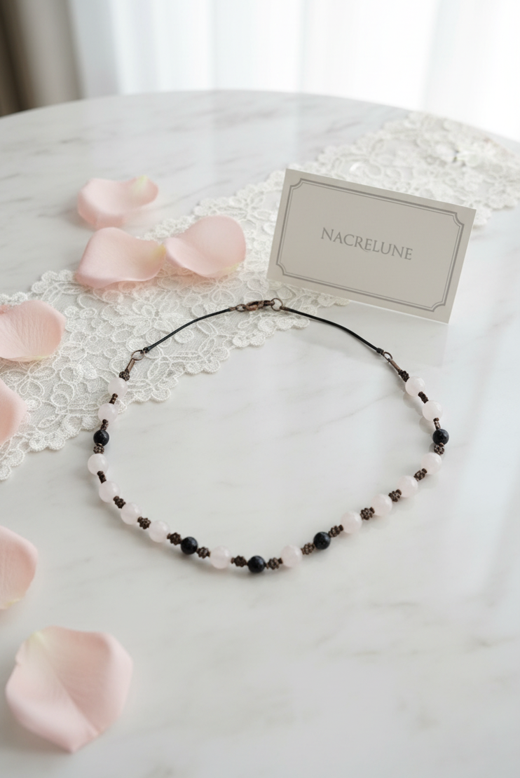 Collier Perles de Quartz & Onyx | NACRELUNE nacrelune.com collier