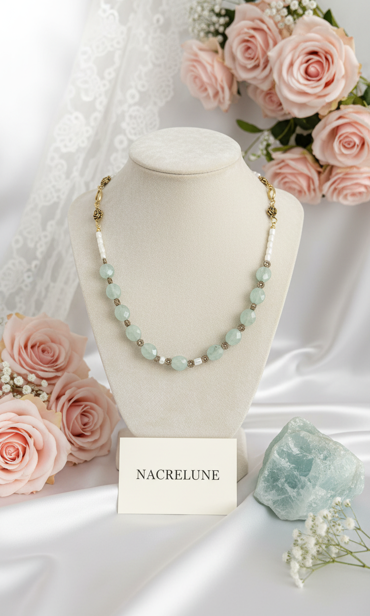 Collier Aigues-Marines Facettées Naturelles | NACRELUNE nacrelune.com collier