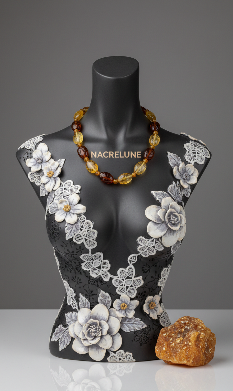 Collier Ambre Pressé Naturel – Chaleur & Vitalité | NACRELUNE NACRELUNE collier