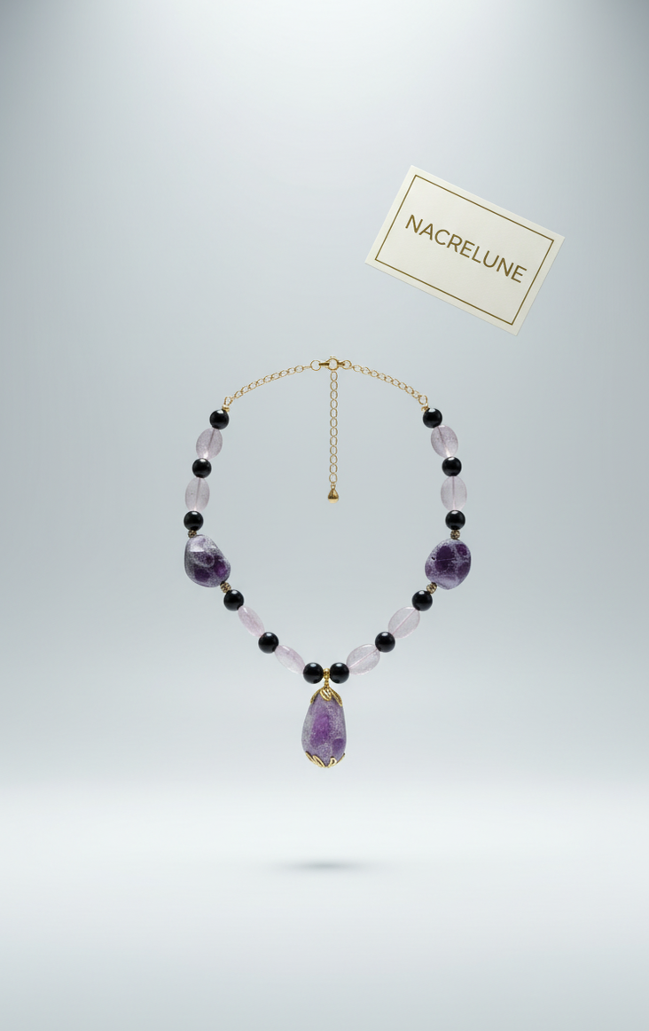 Collier Améthystes Variées Naturelles | NACRELUNE nacrelune.com collier