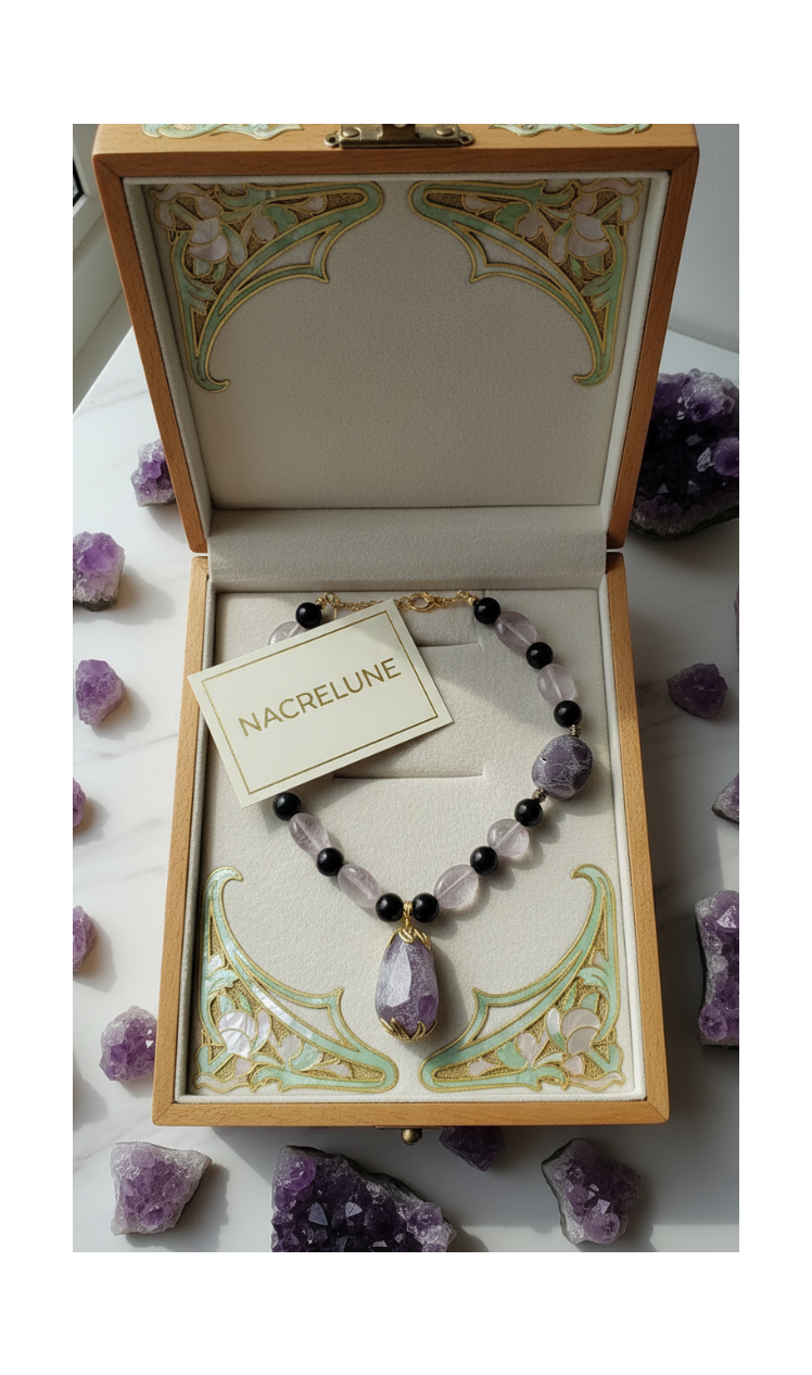 Collier Améthystes Variées Naturelles | NACRELUNE nacrelune.com collier