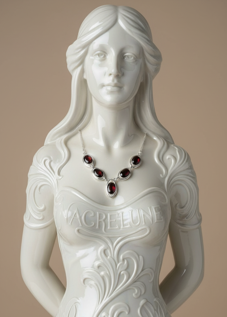 Collier Argent 925 & Grenats Tailles - Rouge Profond & Eclat Facette | NACRELUNE NACRELUNE collier