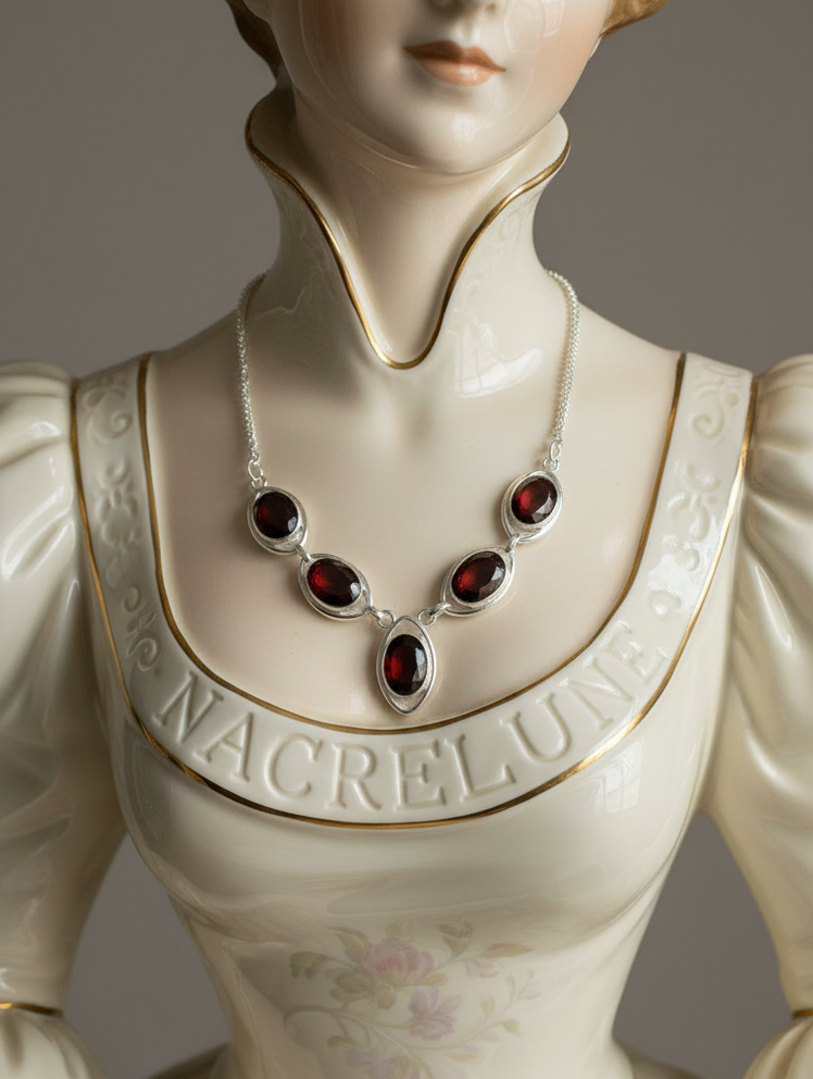 Collier Argent 925 & Grenats Tailles - Rouge Profond & Eclat Facette | NACRELUNE NACRELUNE collier