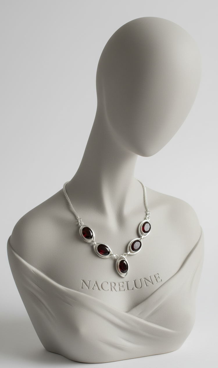 Collier Argent 925 & Grenats Tailles - Rouge Profond & Eclat Facette | NACRELUNE NACRELUNE collier