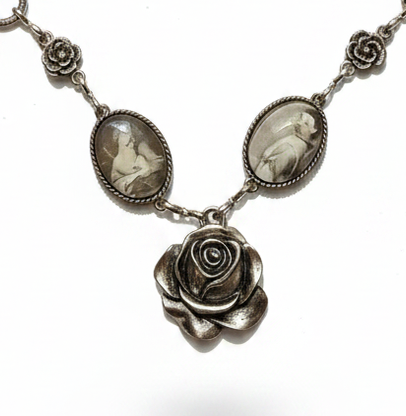Cameos on Satin Ribbon, Lace, and Vintage Edwardian Collar