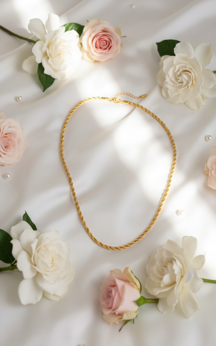 Collier Chaîne Twistée Plaqué Or – Acier Inoxydable Waterproof | NACRELUNE