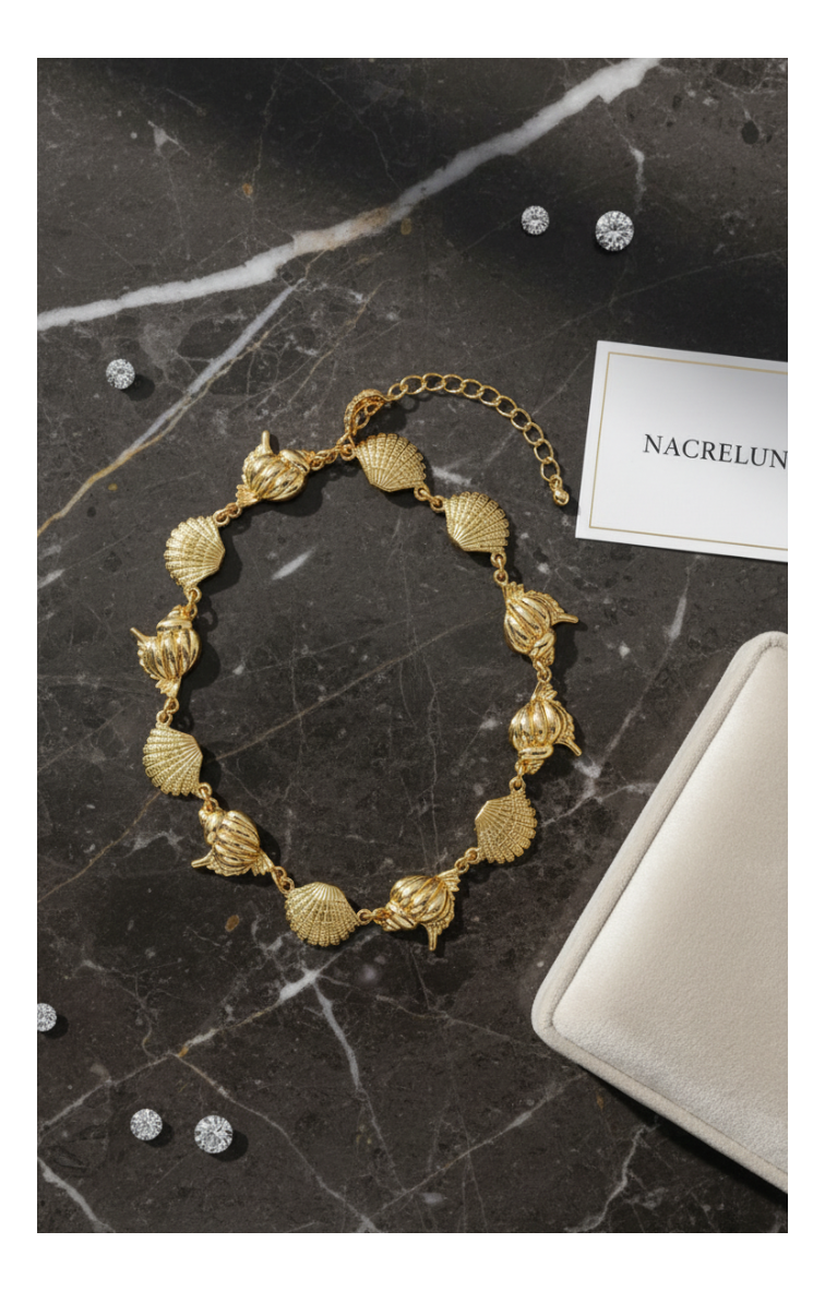 Collier Marée – Coquillages Plaqué Or | NACRELUNE