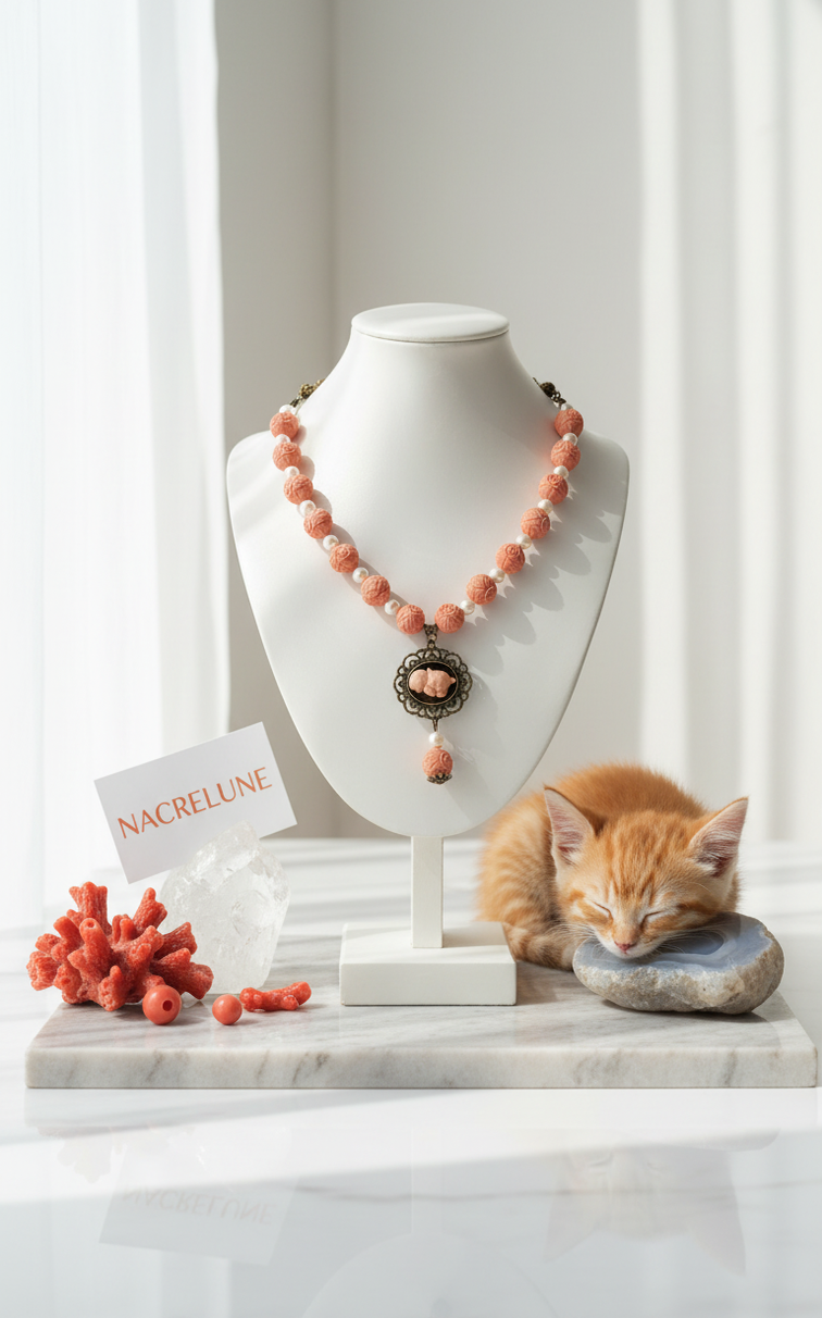 Collier Imitation Corail Rouge | NACRELUNE nacrelune.com collier