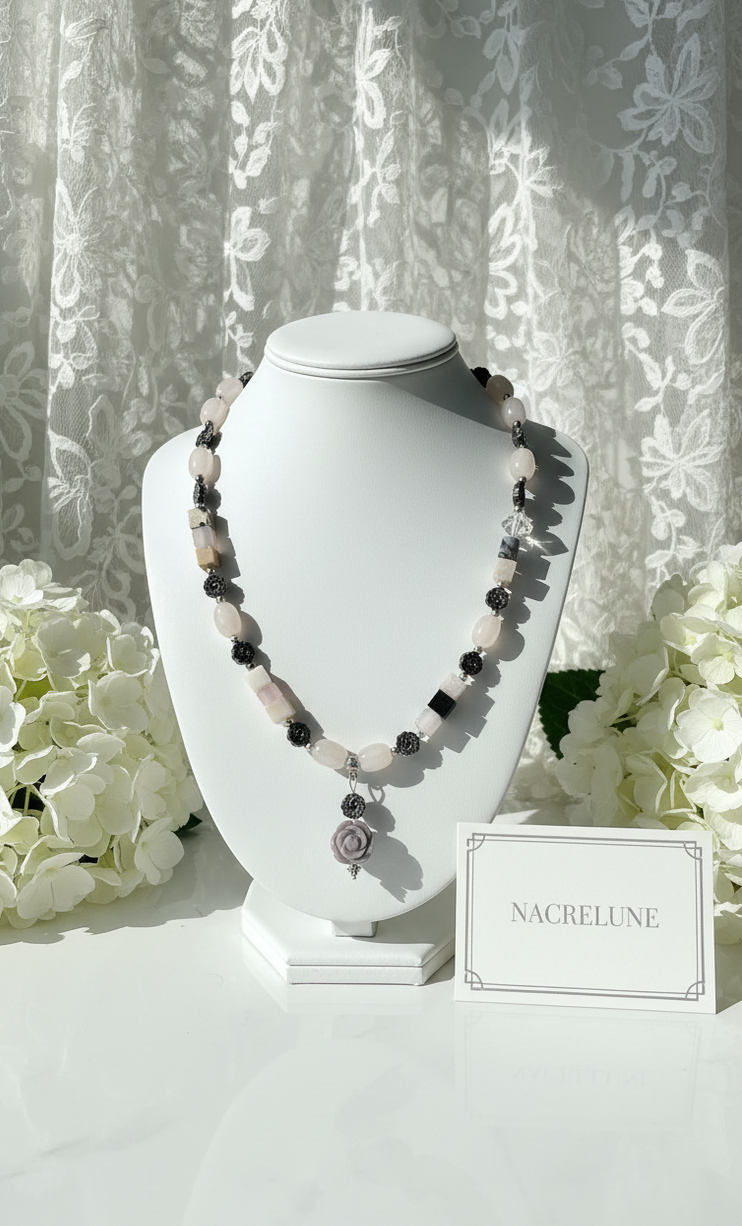 Collier Jade & Rhodochrosite | NACRELUNE nacrelune.com collier