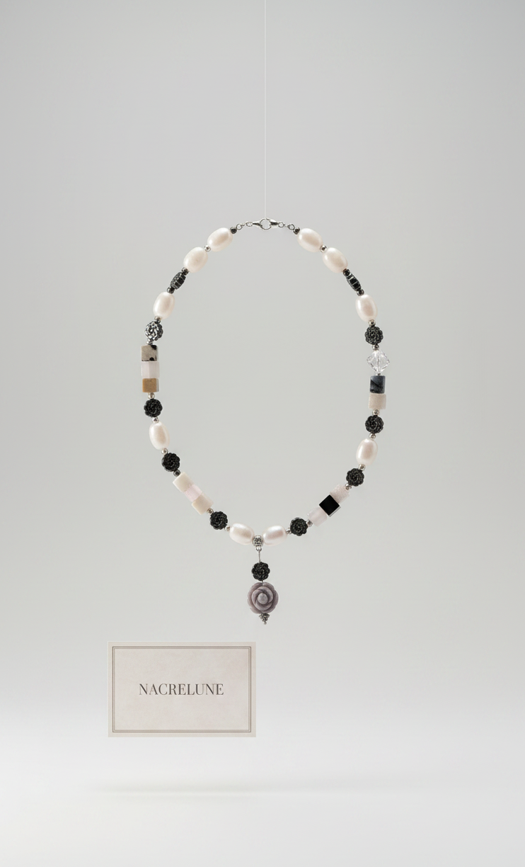 Collier Jade & Rhodochrosite | NACRELUNE nacrelune.com collier