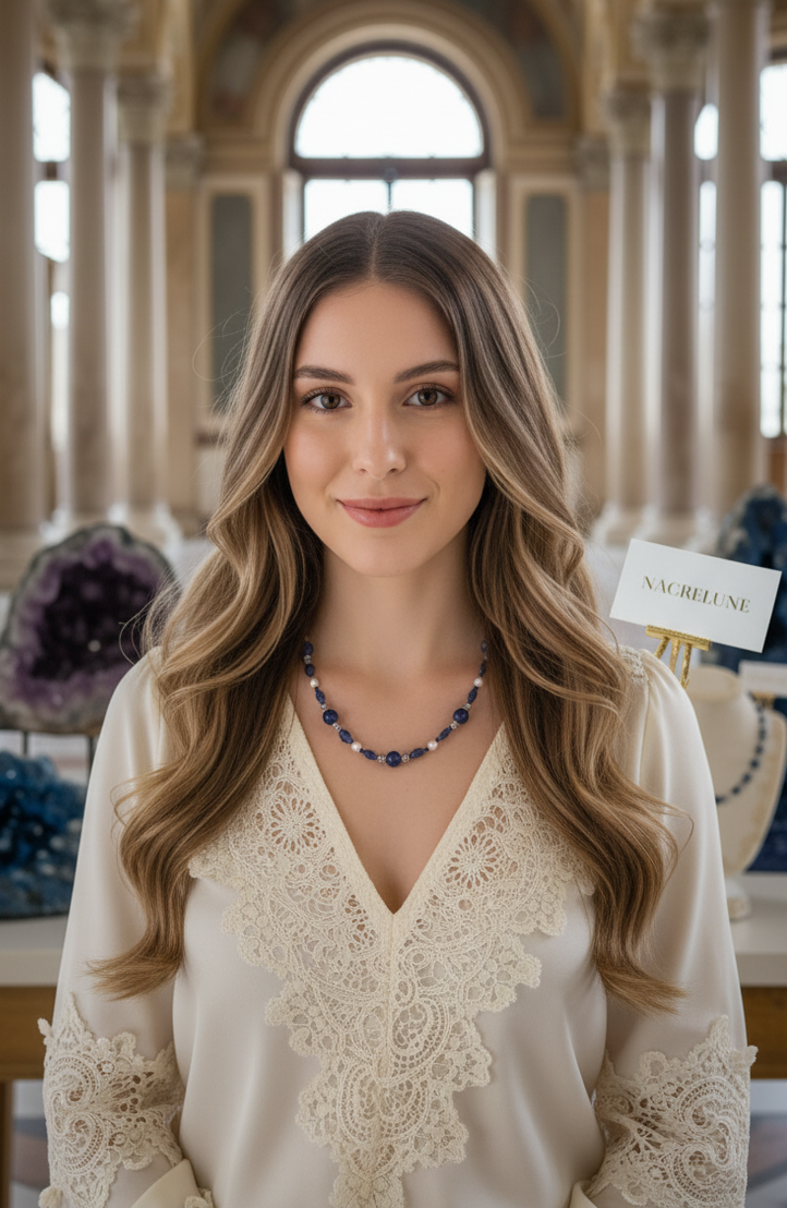 Collier Lapis Lazuli & Perles | NACRELUNE nacrelune.com collier
