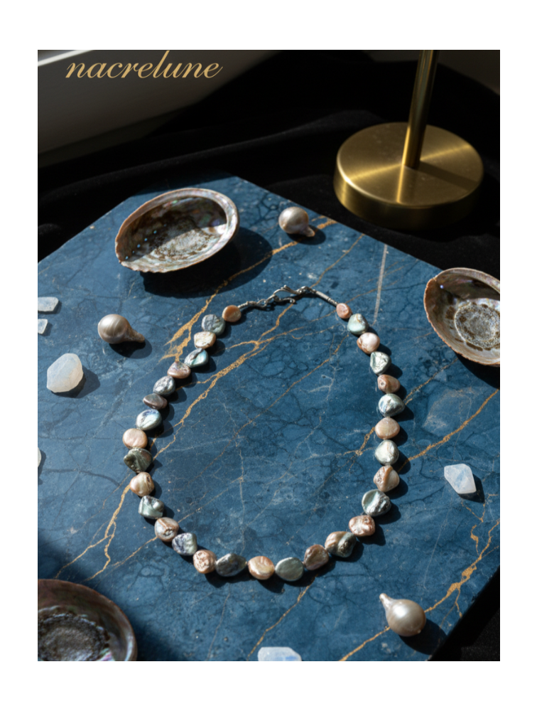Metallic Mother-of-Pearl Disc Necklace – Nacrelune Handmade Jewelry