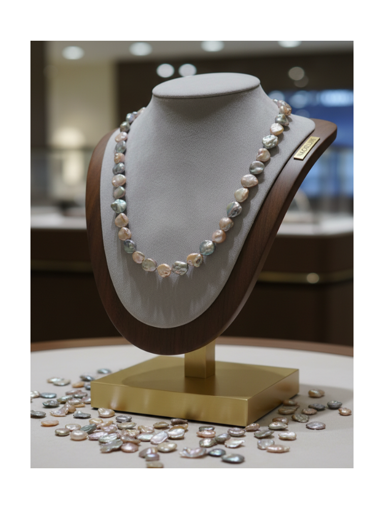 Metallic Mother-of-Pearl Disc Necklace – Nacrelune Handmade Jewelry