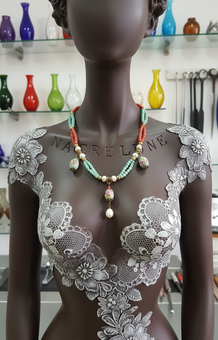 Collier Perles de Verre Bleu & Orange – Couleur & Bonne Humeur | NACRELUNE NACRELUNE collier