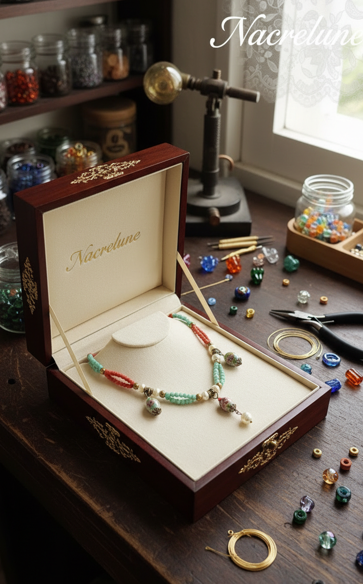 Collier Perles de Verre Bleu & Orange – Couleur & Bonne Humeur | NACRELUNE NACRELUNE collier