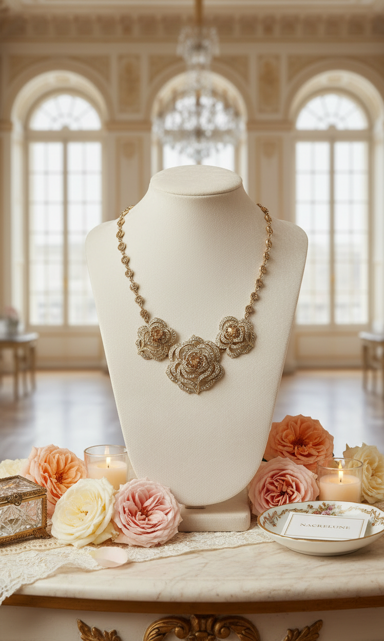 Collier Strass Fleurs Topaze | NACRELUNE nacrelune.com collier