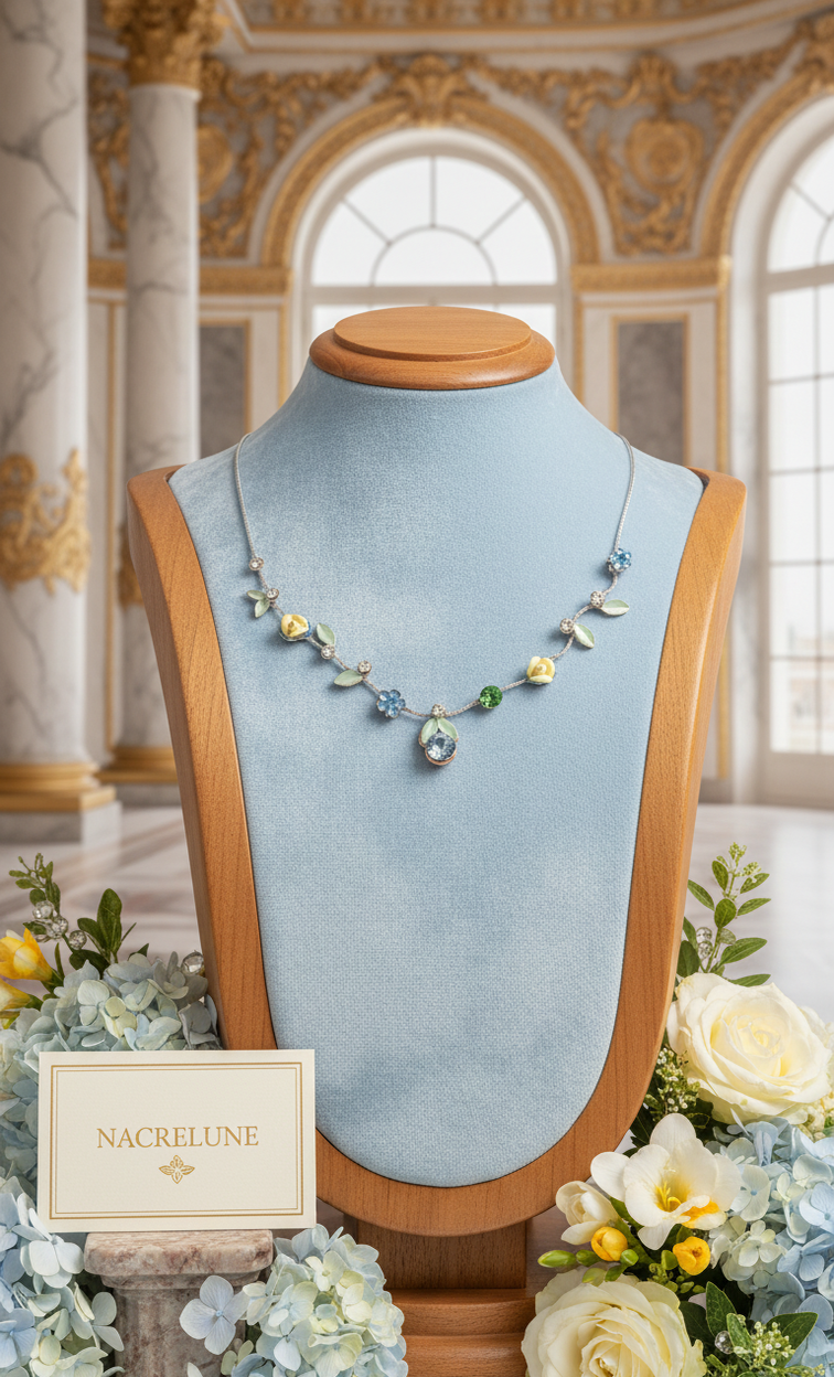 Collier Strass & Fleurs en Porcelaine | NACRELUNE