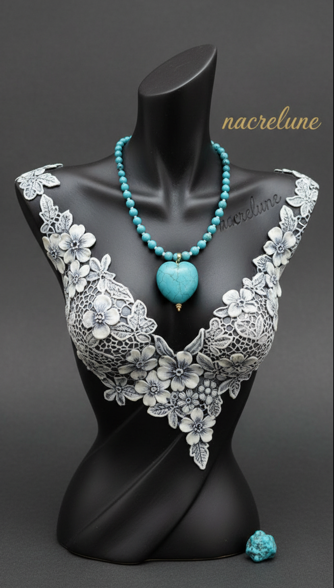 Collier Turquoise Naturelle & Pendentif Cœur – Protection & Soin du Cœur | NACRELUNE NACRELUNE collier