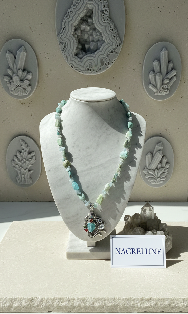Collier Visage en Turquoise | NACRELUNE nacrelune.com collier