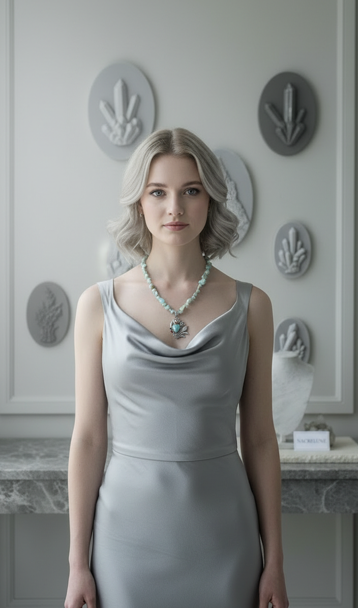 Collier Visage en Turquoise | NACRELUNE nacrelune.com collier
