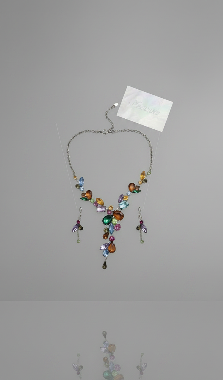 Collier en Strass Multicolores | NACRELUNE nacrelune.com parure