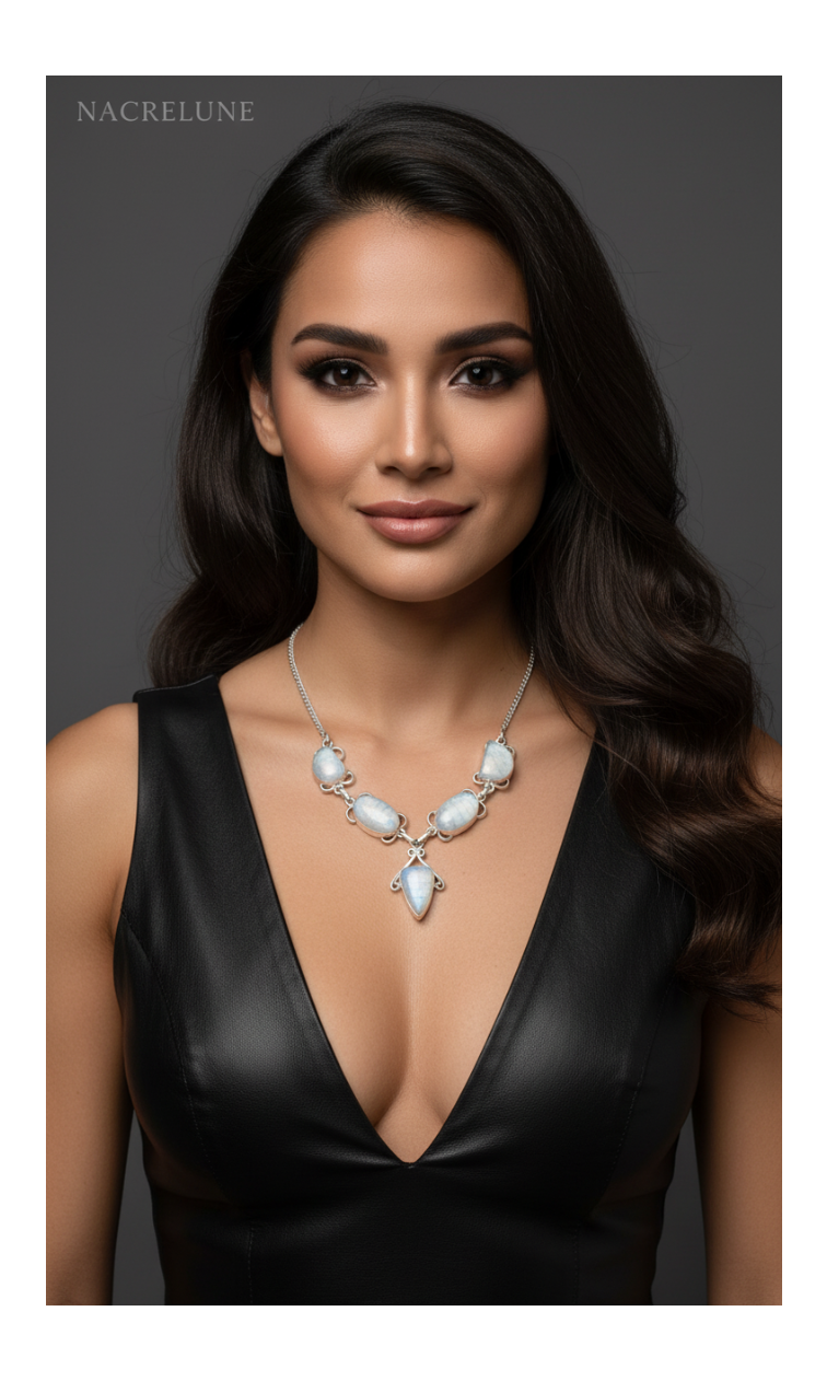 Collier en argent et pierres de lune modèle 1