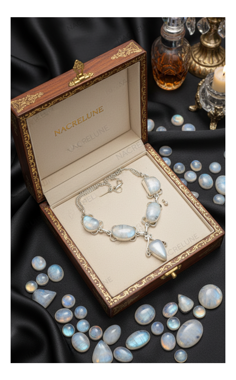Collier en argent et pierres de lune modèle 1