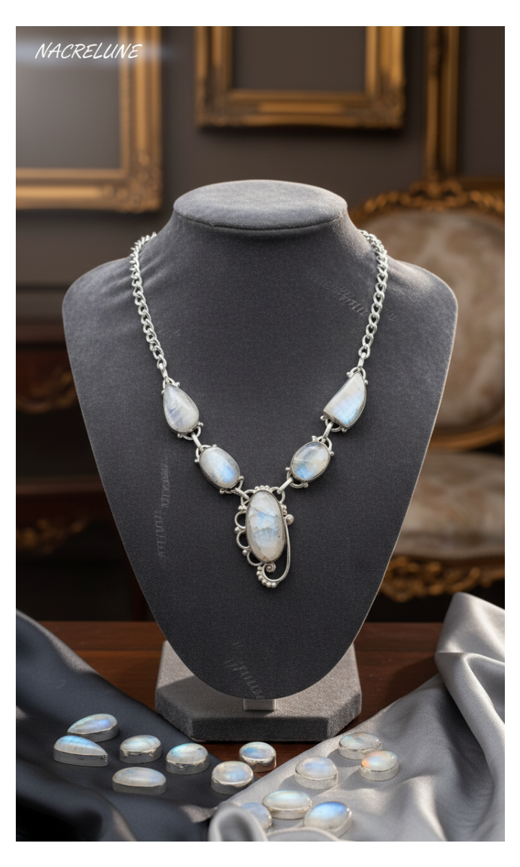 Collier en argent et pierres de lune modèle 2