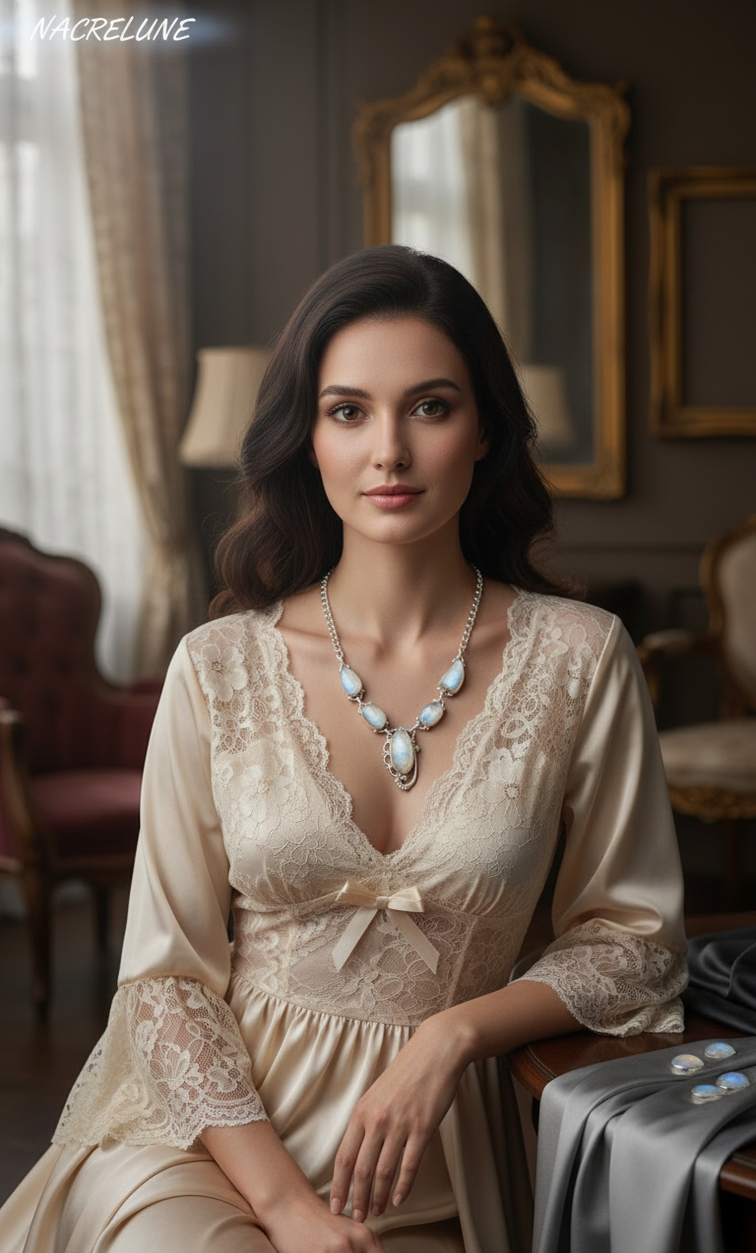 Collier en argent et pierres de lune modèle 2