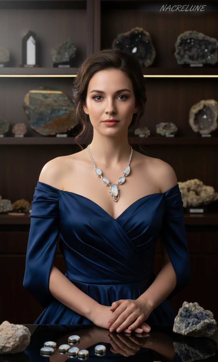 Collier en argent et pierres de lune modèle 2