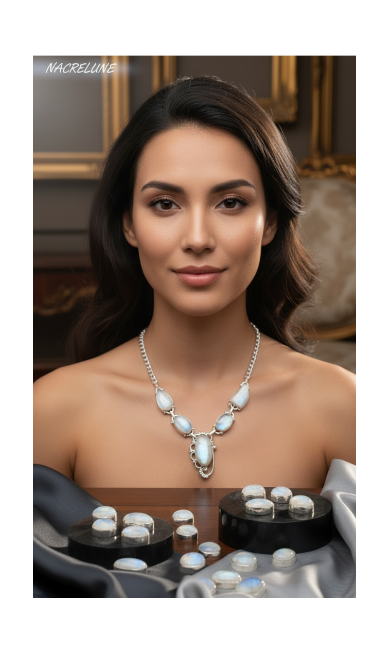 Collier en argent et pierres de lune modèle 2