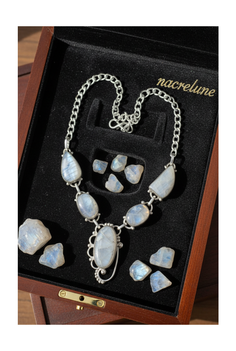 Collier en argent et pierres de lune modèle 2