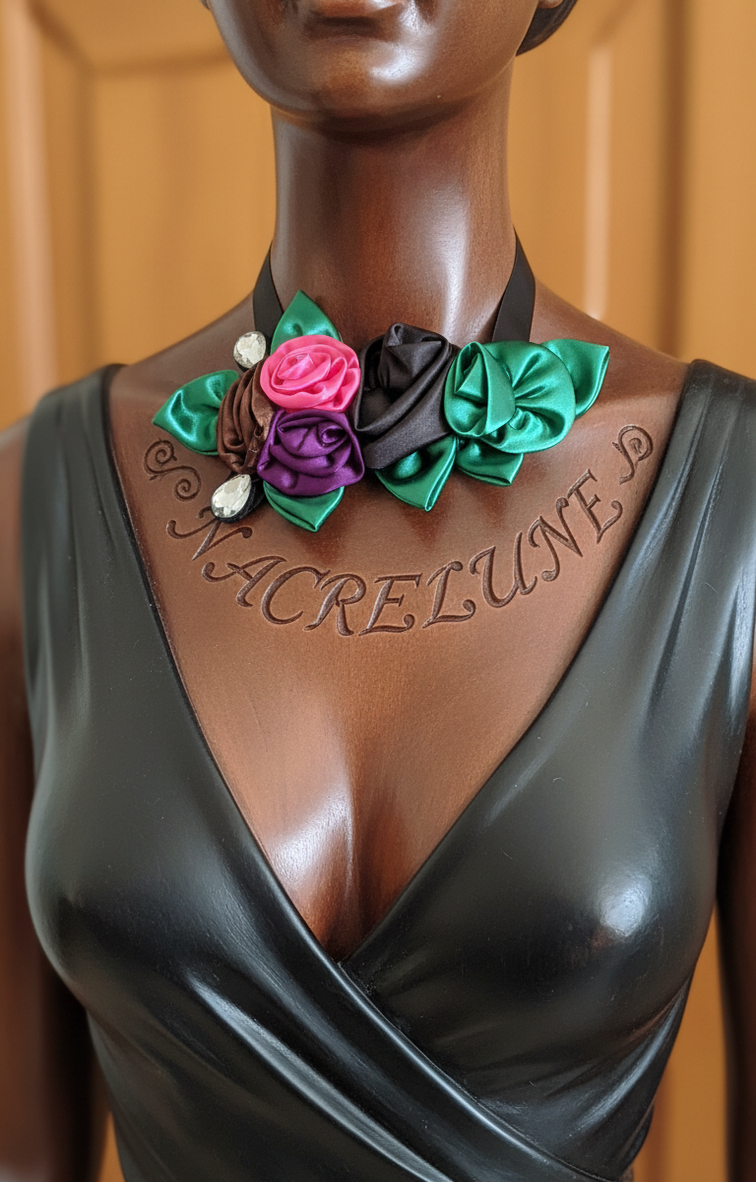 Collier fleurs en tissu – Style bohème romantique-NACRELUNE NACRELUNE collier
