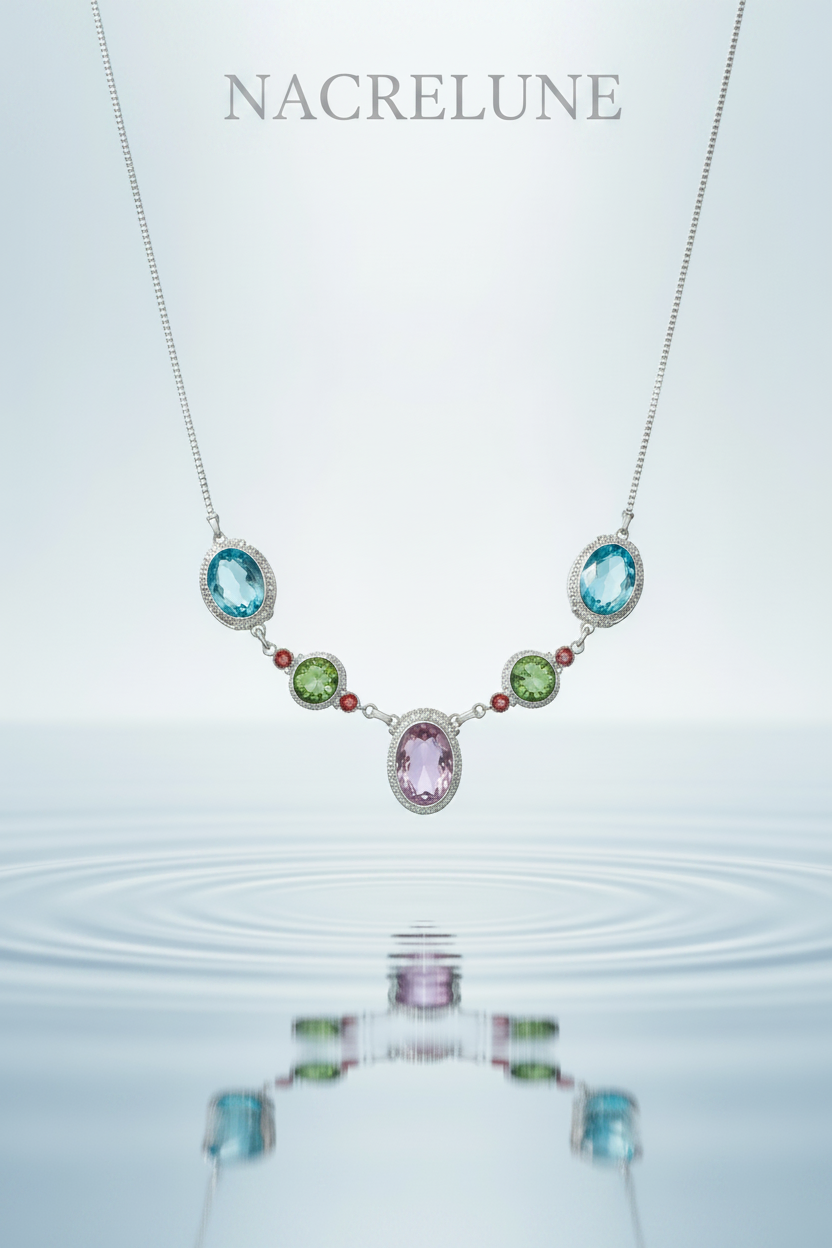 Collier argent 925 et topazes mystiques claires