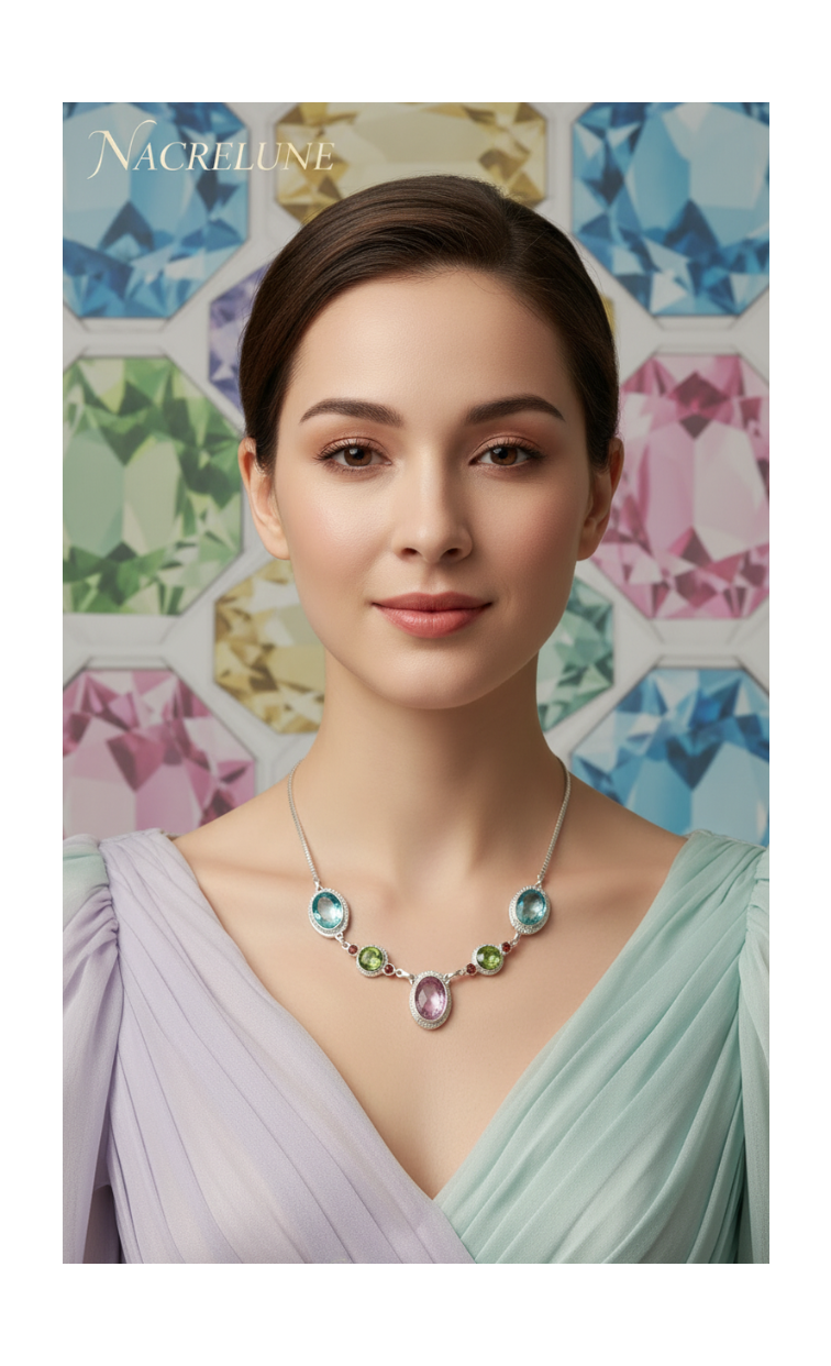 Collier argent 925 et topazes mystiques claires