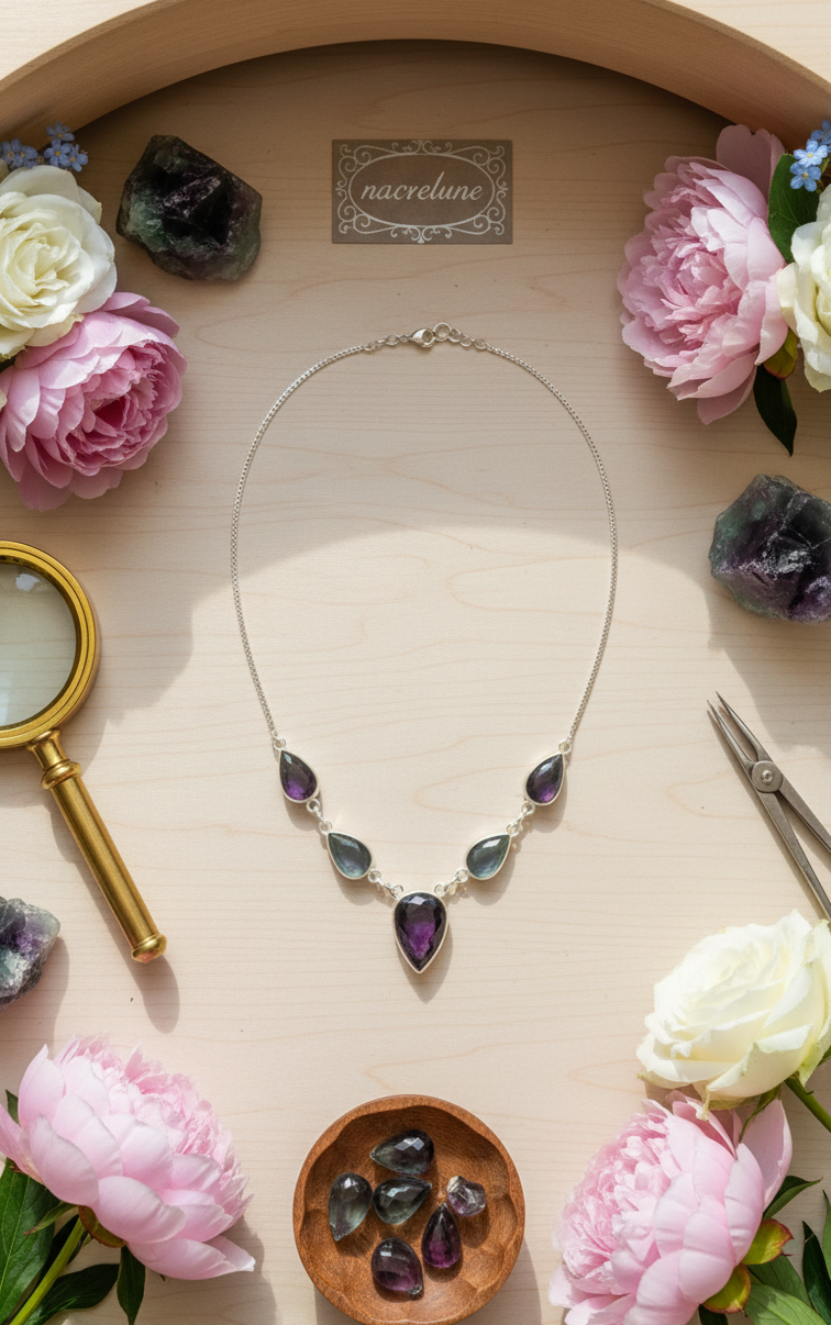 Silver and fluorite necklace