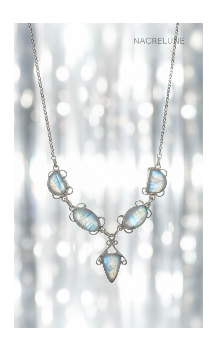 Collier Argent 925 & Pierres de Lune – Éclat Lunaire | NACRELUNE nacrelune.com collier