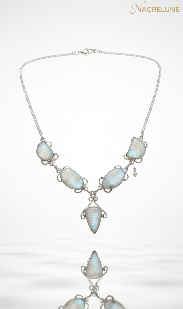 Collier Argent 925 & Pierres de Lune – Éclat Lunaire | NACRELUNE nacrelune.com collier