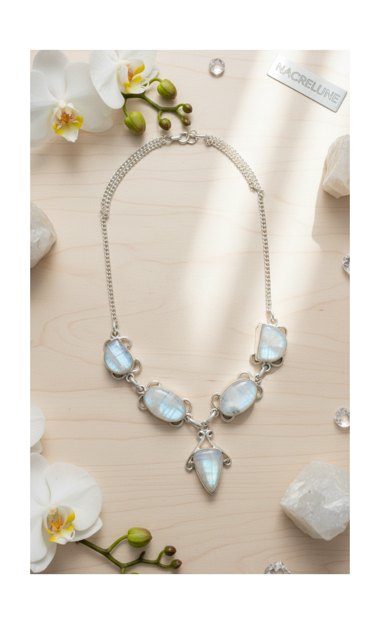 Collier Argent 925 & Pierres de Lune – Éclat Lunaire | NACRELUNE nacrelune.com collier