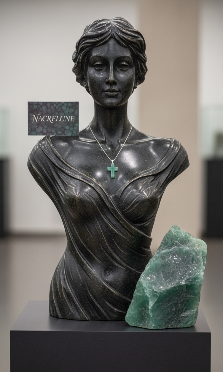 Pendentif Croix Aventurine Verte Naturelle — Chance & Prospérité | NACRELUNE NACRELUNE pendentif