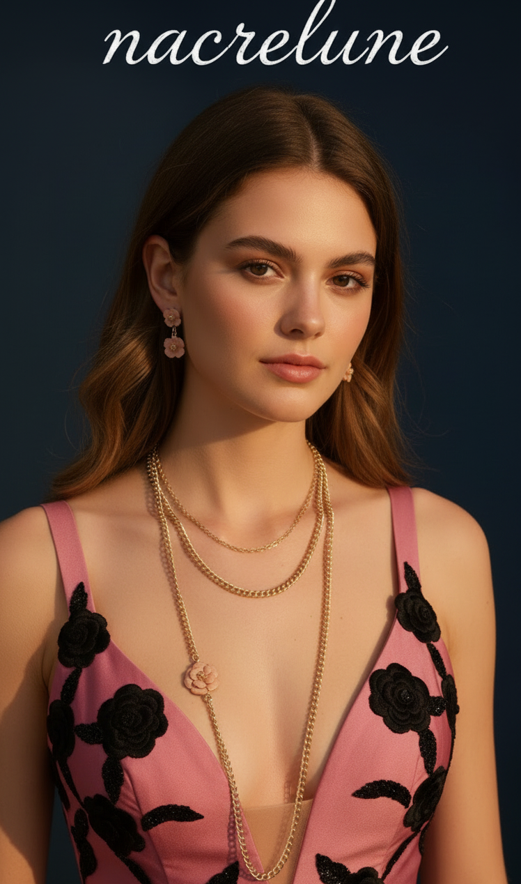 Ensemble Fantaisie Fleur Camelia - Bijou Floral Chic & Intemporel | NACRELUNE NACRELUNE parure