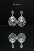 Grandes Boucles d'Oreille Camée Bleu Fantaisie – Bijou Vintage Chic & Audacieux | NACRELUNE NACRELUNE boucles d'oreille